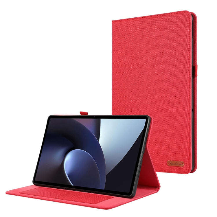 For OnePlus Pad Pro 12.1 Fabric Texture Horizontal Flip Leather Tablet Case(Red)