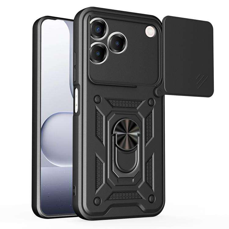For ZTE Blade V80 Pro Sliding Camera Cover Design TPU+PC Phone Case(Black)