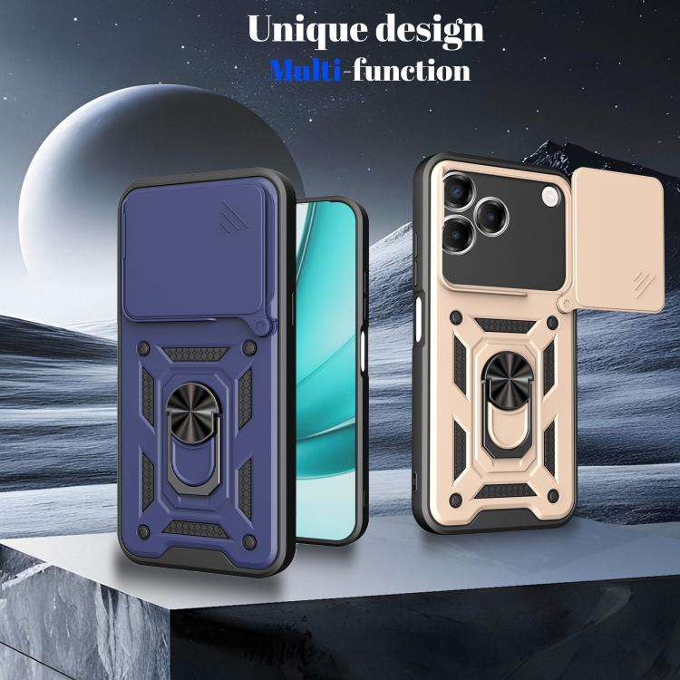 For ZTE Blade V80 Pro Sliding Camera Cover Design TPU+PC Phone Case(Black)