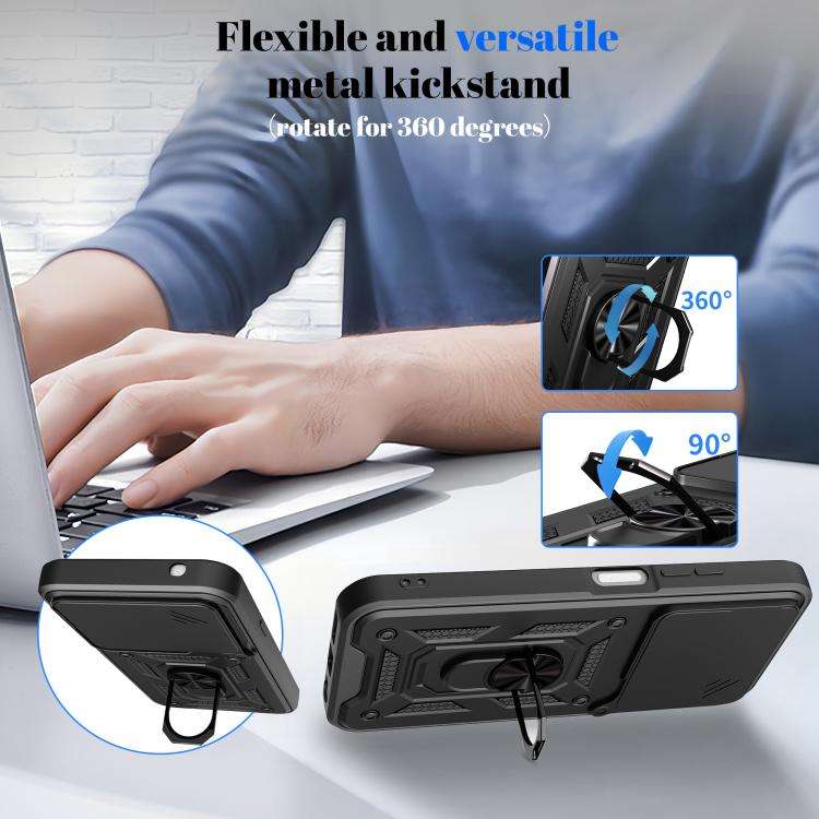 For ZTE Blade V80 Pro Sliding Camera Cover Design TPU+PC Phone Case(Black)