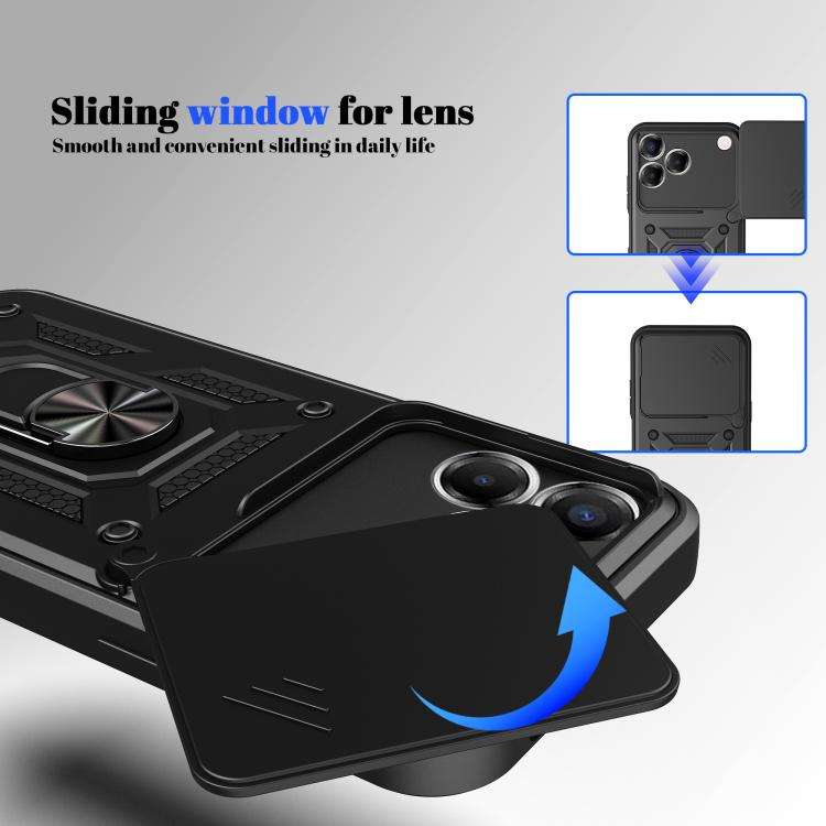 For ZTE Blade V80 Pro Sliding Camera Cover Design TPU+PC Phone Case(Black)
