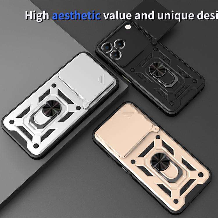 For ZTE Blade V80 Pro Sliding Camera Cover Design TPU+PC Phone Case(Black)