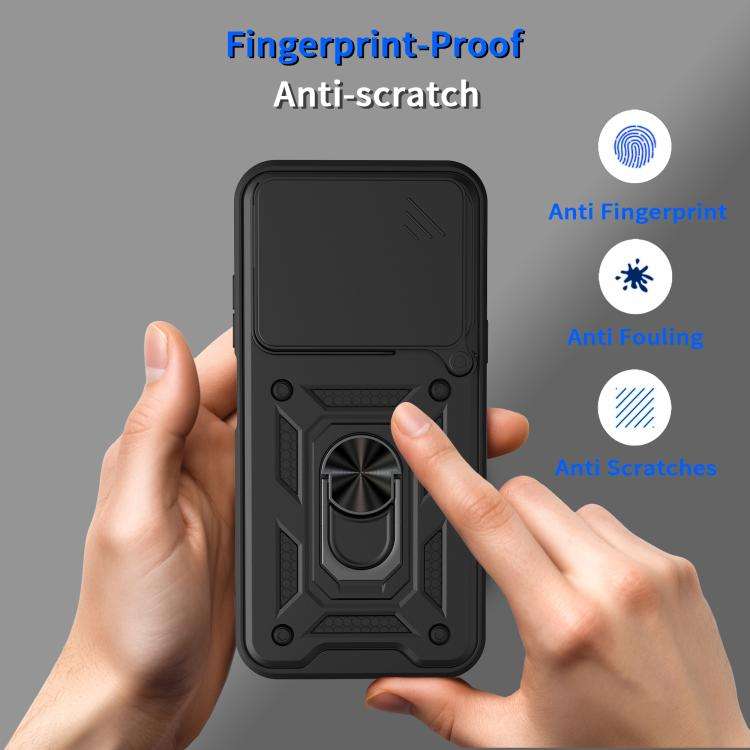 For ZTE Blade V80 Pro Sliding Camera Cover Design TPU+PC Phone Case(Black)