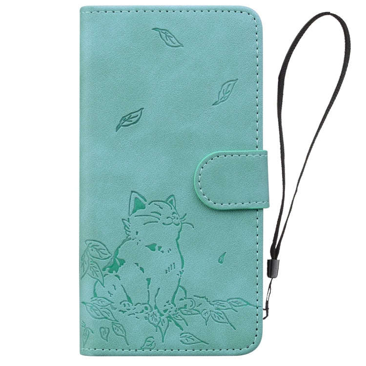 For Redmi K70 Ultra Cute Cat Embossed Leather Phone Case(Green)