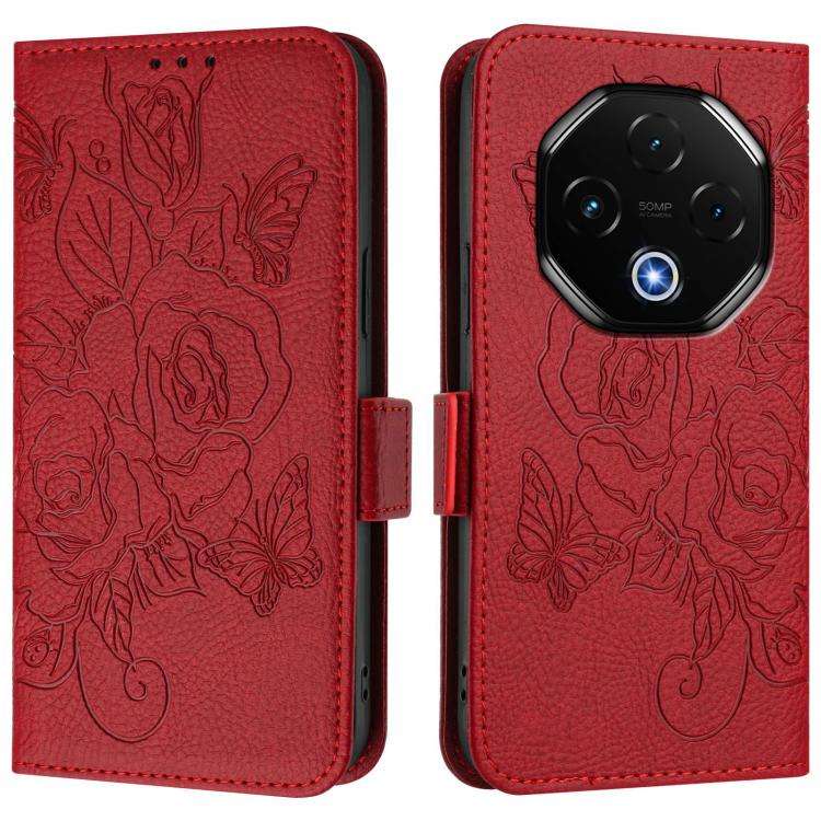 For UMIDIGI G100 Pro Embossed Rose RFID Anti-theft Leather Phone Case(Red)