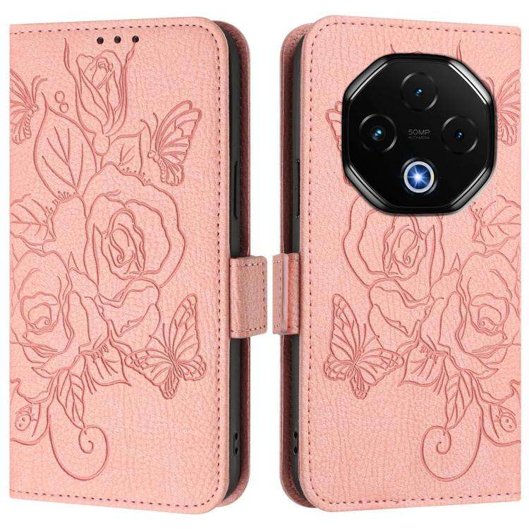 For UMIDIGI G100 Pro Embossed Rose RFID Anti-theft Leather Phone Case(Pink)