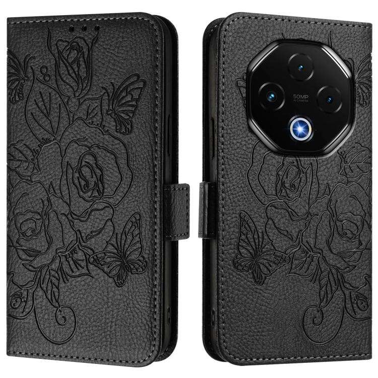For UMIDIGI G100 Pro Embossed Rose RFID Anti-theft Leather Phone Case(Black)