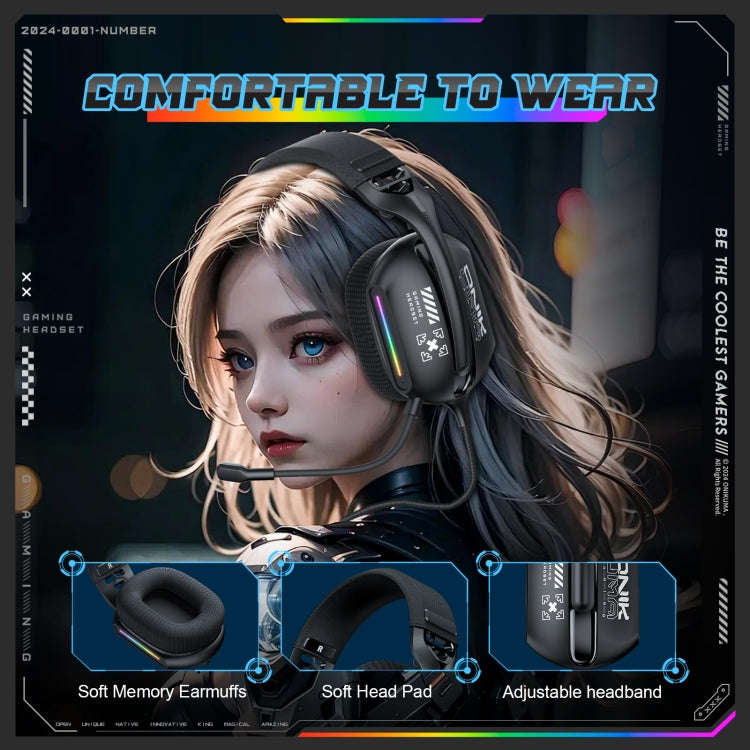ONIKUMA X12 USB /  3.5mm Wired RGB Light Gaming Headset with Mic, Cable length: 2.2m(Black)
