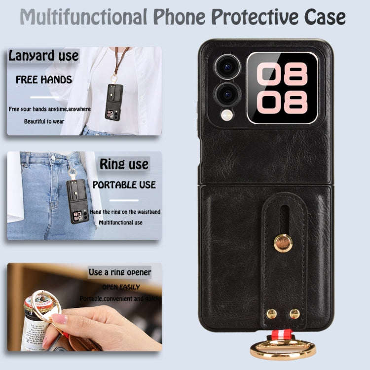 For Huawei nova Flip Wristband Leather Back Phone Case(Black)