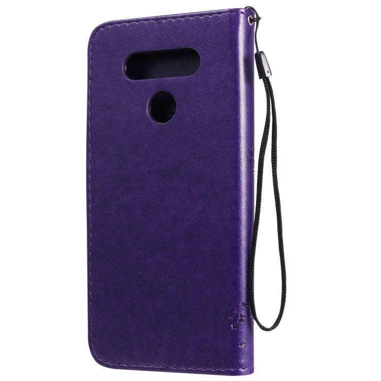 For LG K51 Tree & Cat Embossed Pattern Horizontal Flip Leather Case with Holder & Card Slots & Wa...