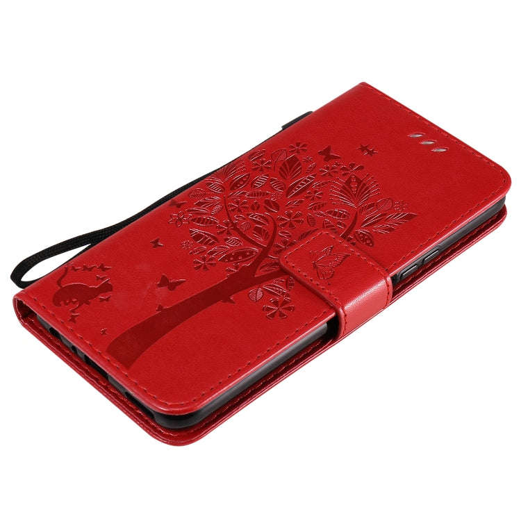 For Huawei Enjoy Z 5G Tree & Cat Embossed Pattern Horizontal Flip Leather Case with Holder & Card...