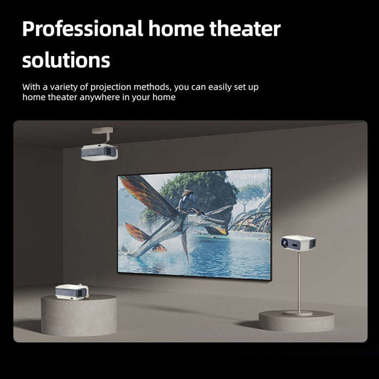 AUN A004 Pro 1920 x 1080P 9000Lumen Android 9.0 Portable LCD Projector, US Plug(White)