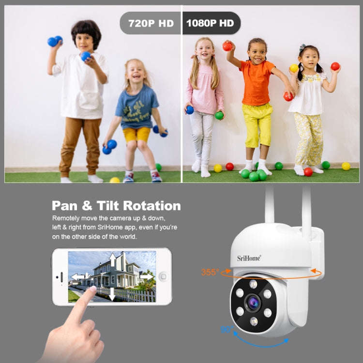 SriHome SH061 2MP 2.4G WiFi AI Humanoid Tracking Infrared Night Vision Camera(EU Plug)