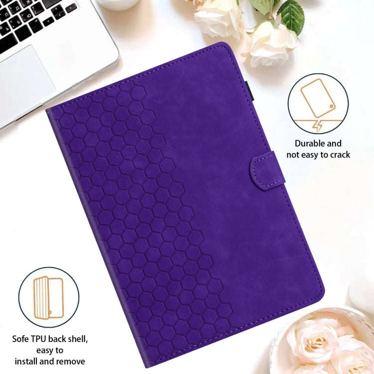 For Huawei MatePad T10 / T10S Honeycomb Embossed Leather Tablet Case(Purple)
