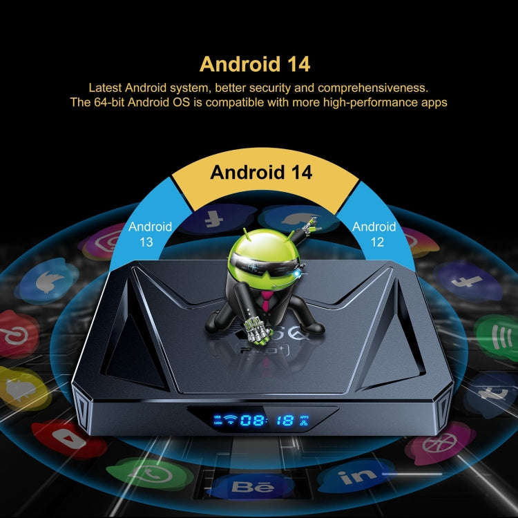 X96Q Pro+ Cortex-A55 Android 14 Octa-core CPU 4K HD Internet Set-top Box, RAM:4GB+64GB(EU Plug)