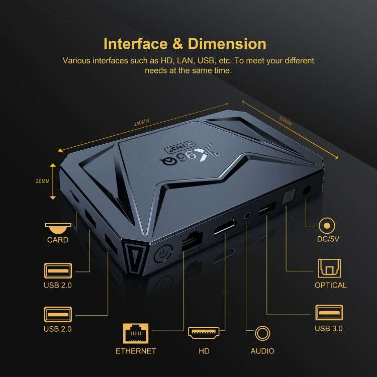 X96Q Pro+ Cortex-A55 Android 14 Octa-core CPU 4K HD Internet Set-top Box, RAM:4GB+64GB(US Plug)