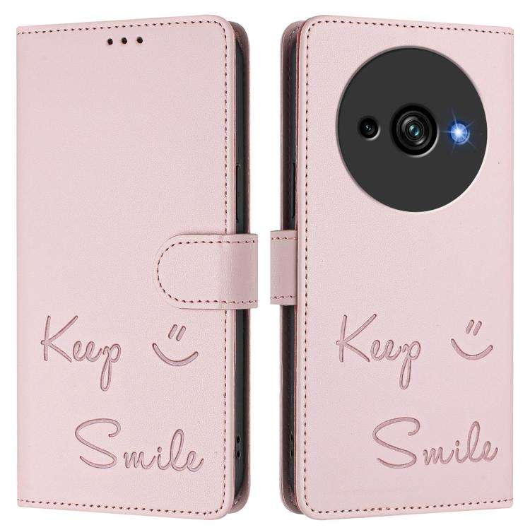 For Oukitel C59 / C59 Pro Smile Embossing RFID Leather Phone Case(Pink)