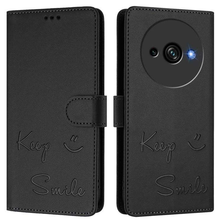 For Oukitel C59 / C59 Pro Smile Embossing RFID Leather Phone Case(Black)