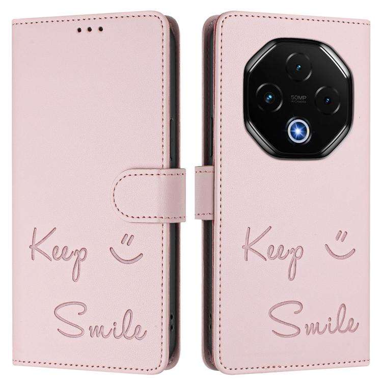 For UMIDIGI G100 Pro Smile Embossing RFID Leather Phone Case(Pink)