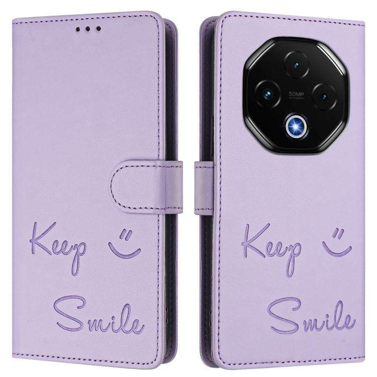 For UMIDIGI G100 Pro Smile Embossing RFID Leather Phone Case(Light Purple)