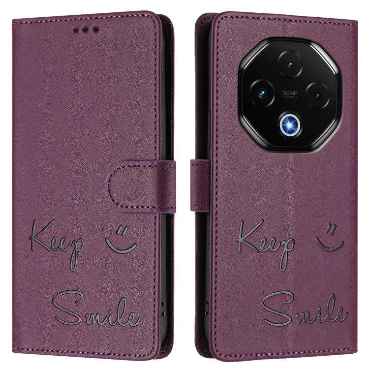 For UMIDIGI G100 Pro Smile Embossing RFID Leather Phone Case(Violet)