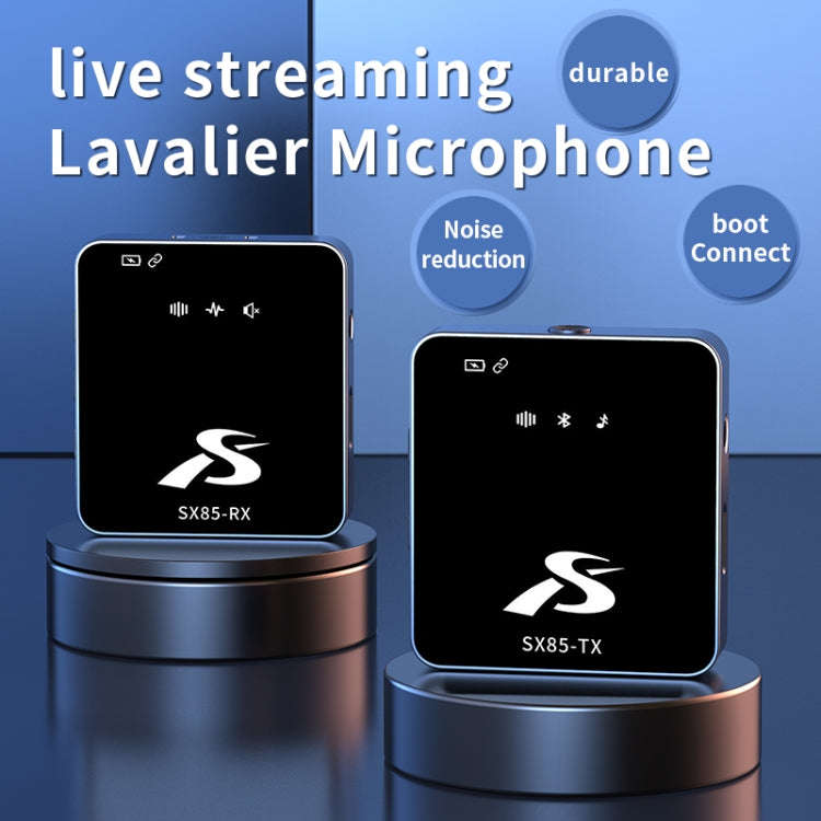 SX85 1 TX + 2 RX Square Smart Noise Reduction Lavalier Wireless Microphone(8 Pin)