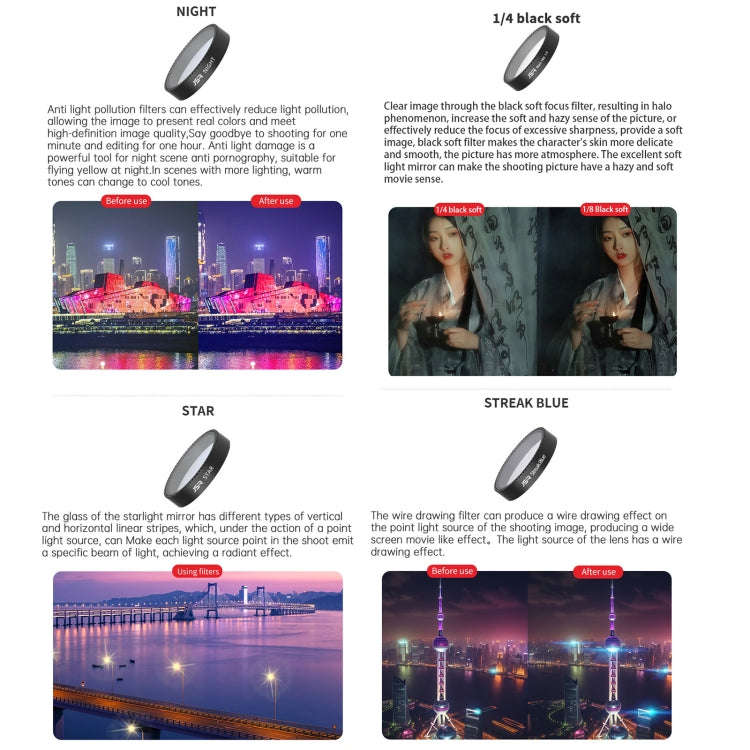 For DJI Neo JSR KB Series Drone Lens Filter, Filter:6 in 1 ND8-64 CPL STAR