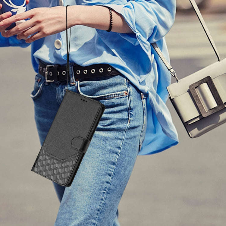 For Google Pixel 7a Honeycomb Embossing RFID Leather Phone Case(Black)