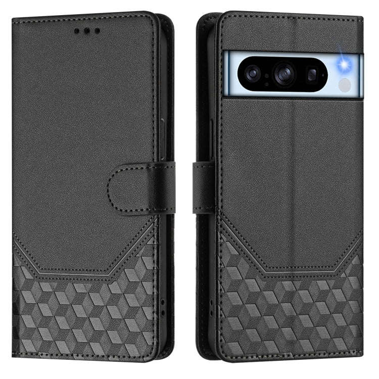 For Google Pixel 8 Pro Honeycomb Embossing RFID Leather Phone Case(Black)