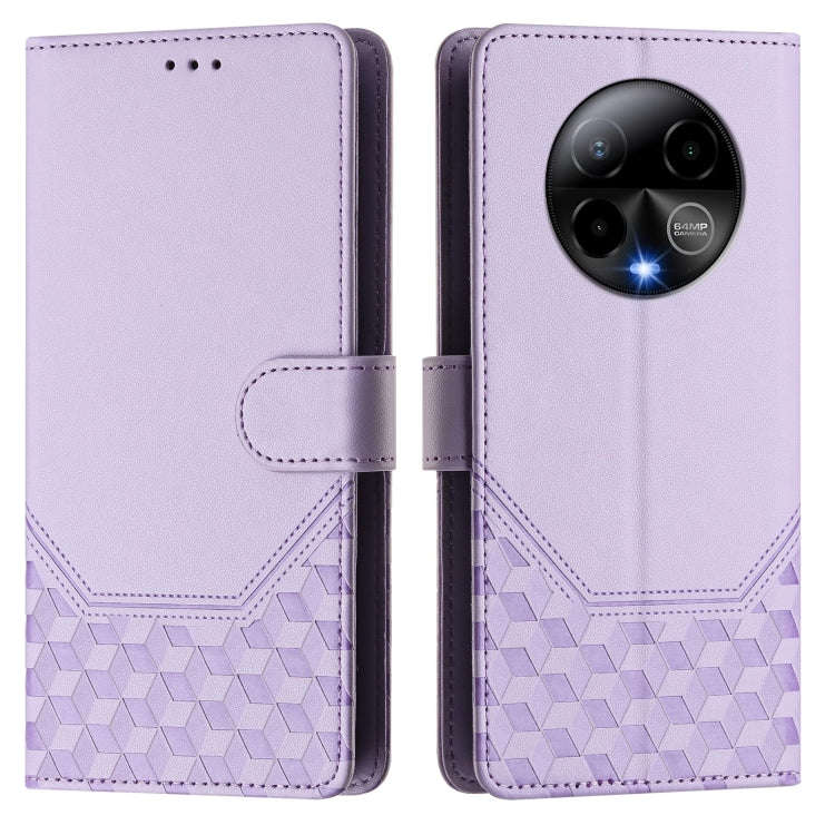 For BLU Bold K50 Honeycomb Embossing RFID Leather Phone Case(Light Purple)