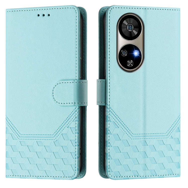 For Ulefone Note 17 Pro Honeycomb Embossing RFID Leather Phone Case(Mint Green)