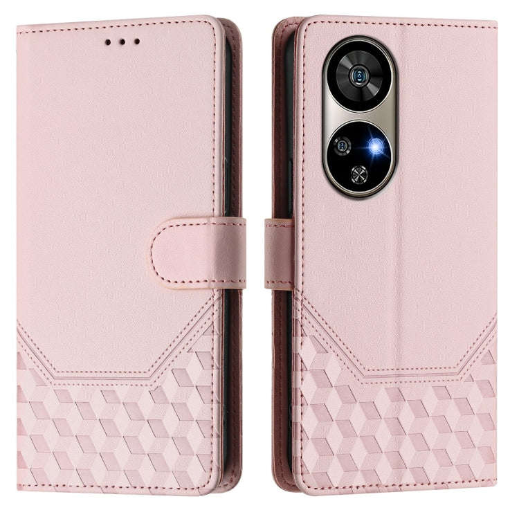 For Ulefone Note 17 Pro Honeycomb Embossing RFID Leather Phone Case(Pink)