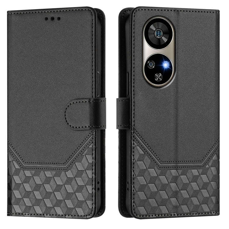 For Ulefone Note 17 Pro Honeycomb Embossing RFID Leather Phone Case(Black)