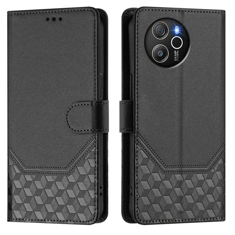 For Blackview Shark 8 / Oscal Tiger 12 Honeycomb Embossing RFID Leather Phone Case(Black)