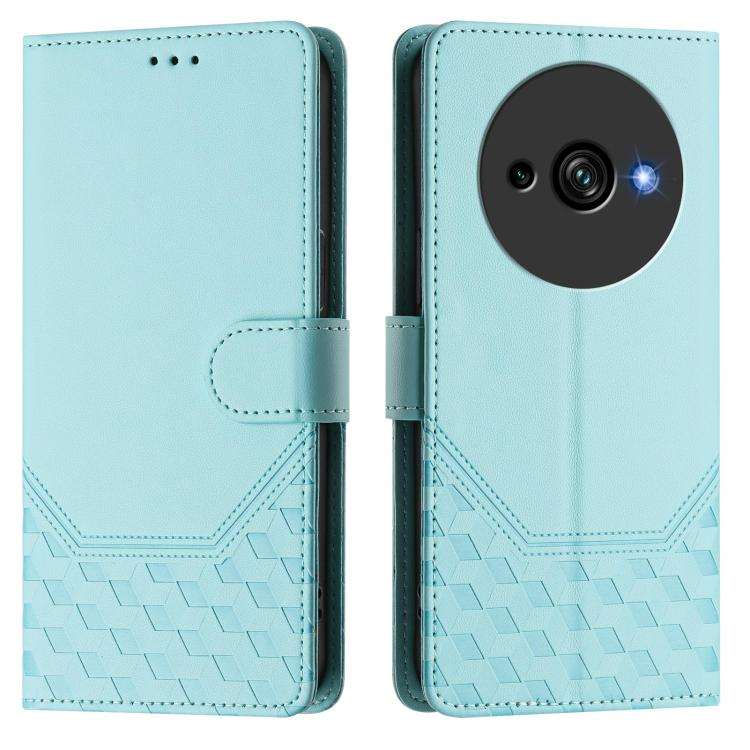 For Oukitel C59 / C59 Pro Honeycomb Embossing RFID Leather Phone Case(Mint Green)
