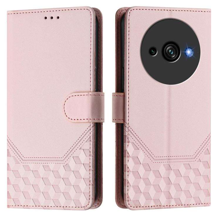 For Oukitel C59 / C59 Pro Honeycomb Embossing RFID Leather Phone Case(Pink)