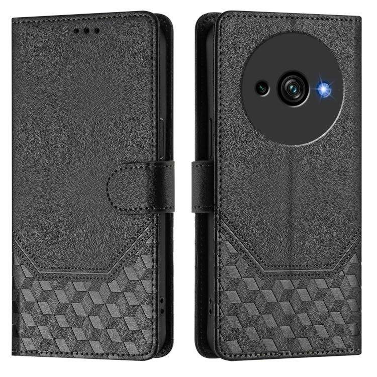 For Oukitel C59 / C59 Pro Honeycomb Embossing RFID Leather Phone Case(Black)