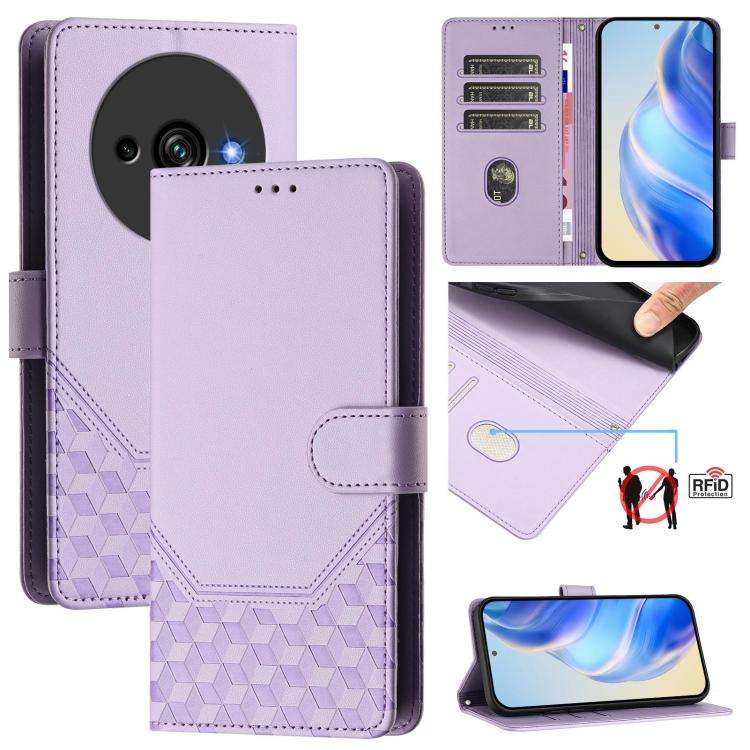 For Oukitel C59 / C59 Pro Honeycomb Embossing RFID Leather Phone Case(Light Purple)