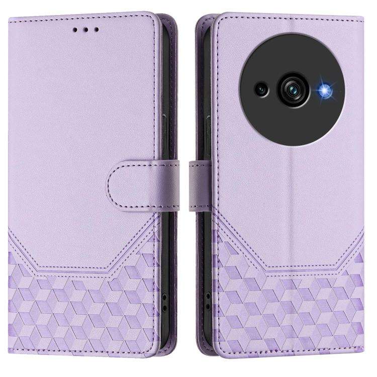 For Oukitel C59 / C59 Pro Honeycomb Embossing RFID Leather Phone Case(Light Purple)