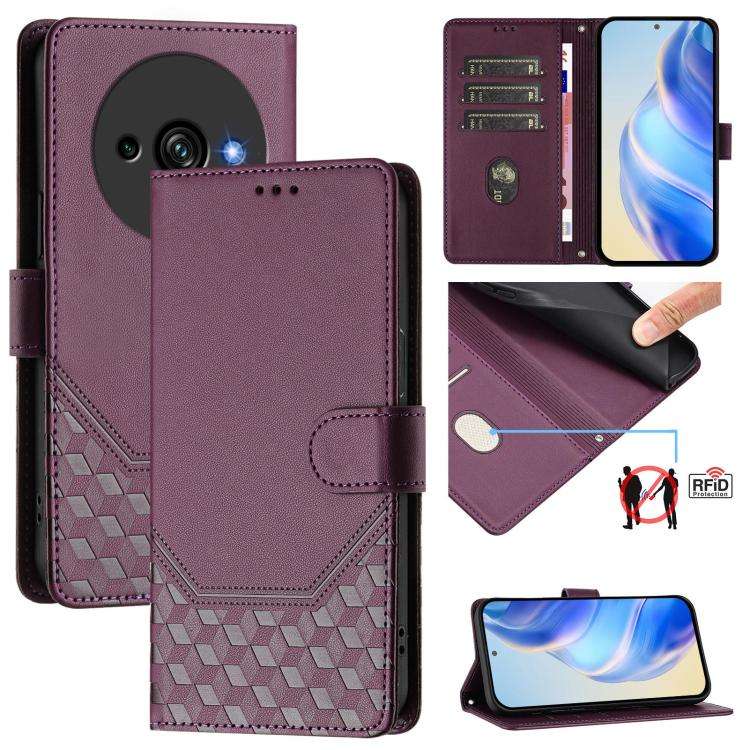 For Oukitel C59 / C59 Pro Honeycomb Embossing RFID Leather Phone Case(Violet)