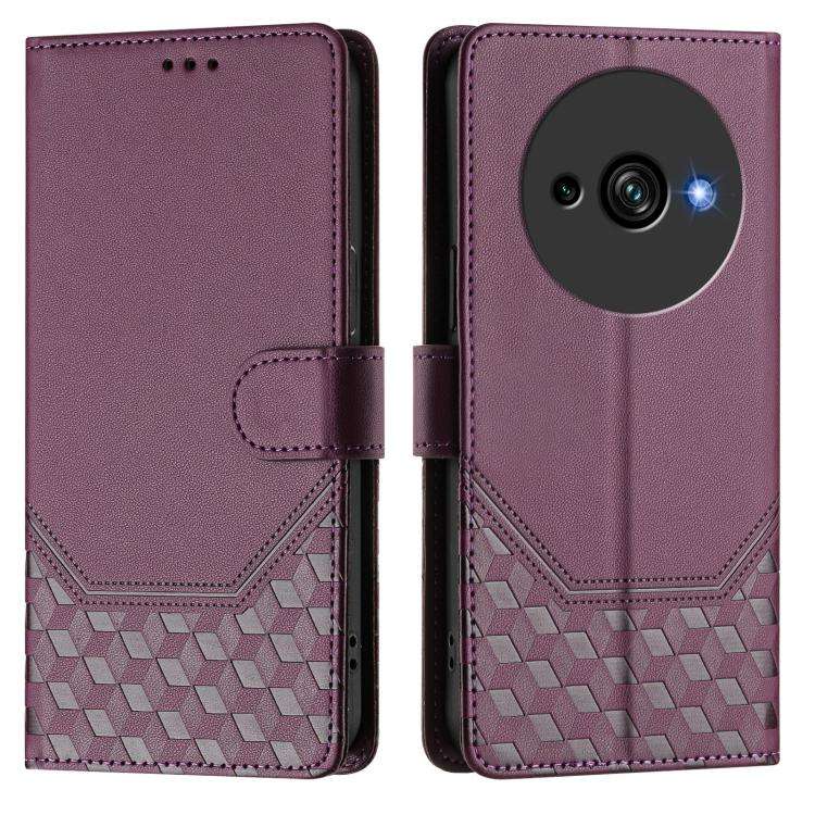 For Oukitel C59 / C59 Pro Honeycomb Embossing RFID Leather Phone Case(Violet)