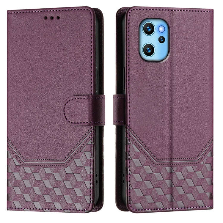 For Umidigi Power 7 Max Honeycomb Embossing RFID Leather Phone Case(Violet)