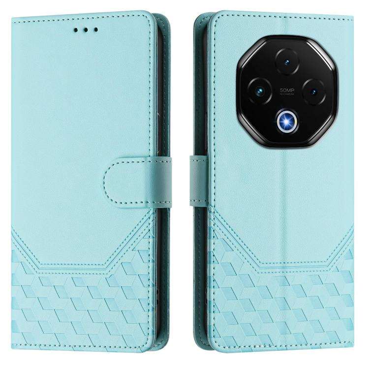For Umidigi G100 Pro Honeycomb Embossing RFID Leather Phone Case(Mint Green)
