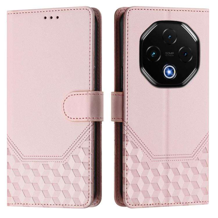 For Umidigi G100 Pro Honeycomb Embossing RFID Leather Phone Case(Pink)