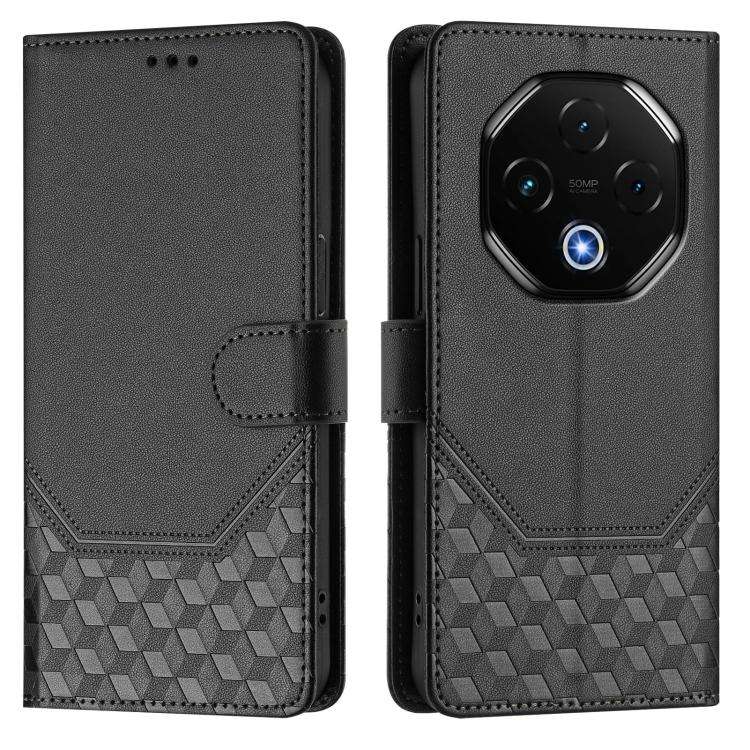 For Umidigi G100 Pro Honeycomb Embossing RFID Leather Phone Case(Black)