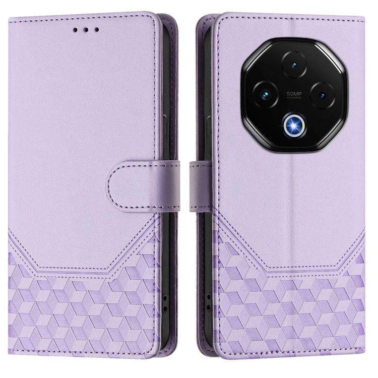 For Umidigi G100 Pro Honeycomb Embossing RFID Leather Phone Case(Light Purple)