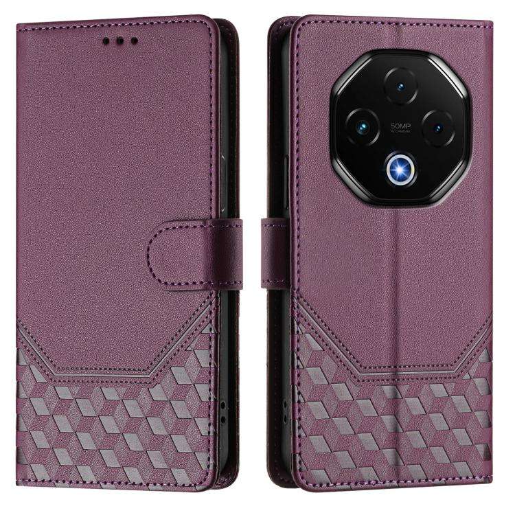 For Umidigi G100 Pro Honeycomb Embossing RFID Leather Phone Case(Violet)