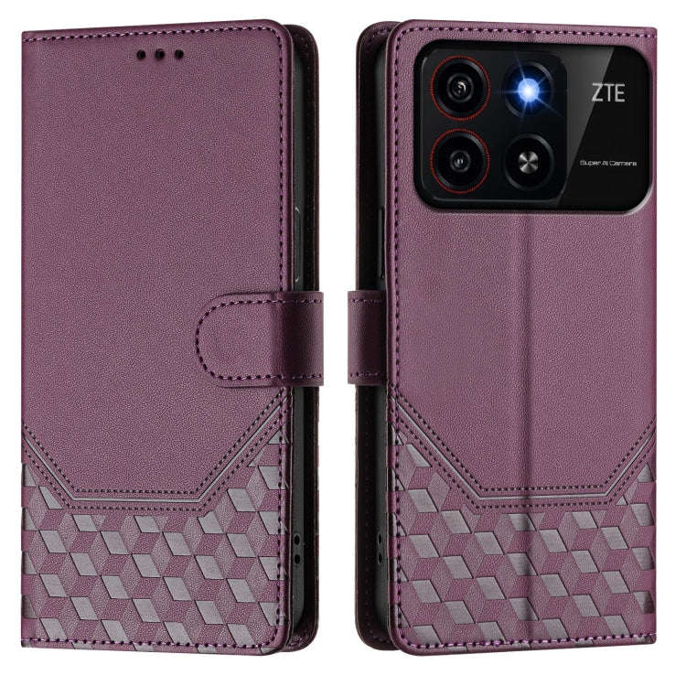 For ZTE Blade A35 / A55 Honeycomb Embossing RFID Leather Phone Case(Violet)
