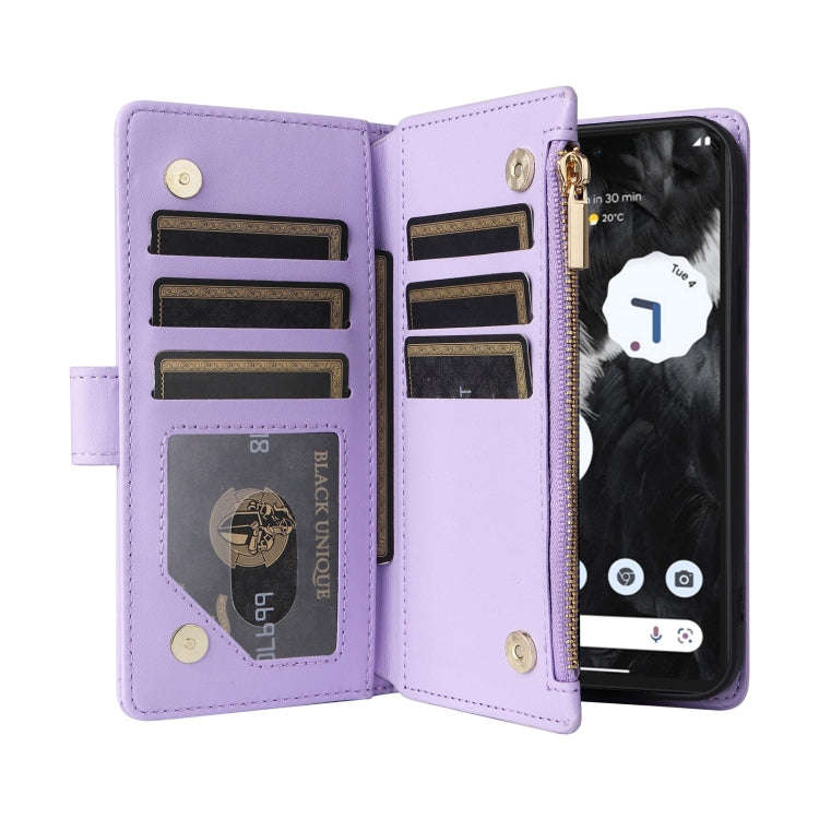 For Google Pixel 7 Pro Crossbody Zipper Wallet Rhombus Leather Phone Case(Purple)