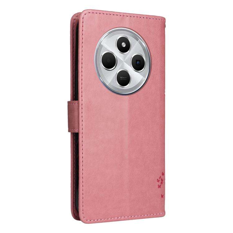 For Redmi 17C/14C 4G/A4 5G/Poco C75 5G Tree & Cat Embossed Pattern Flip Leather Phone Case(Pink)